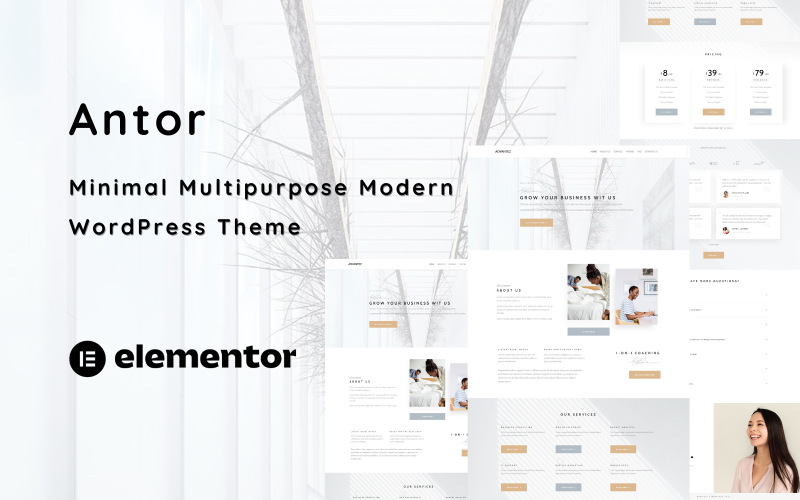 Antor - Minimalist Portföy Tek Sayfa WordPress Teması