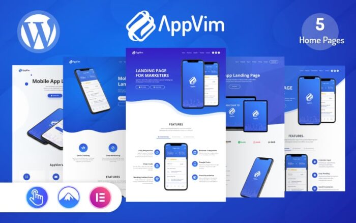 AppVim - Uygulama Açılış Sayfası WordPress Teması