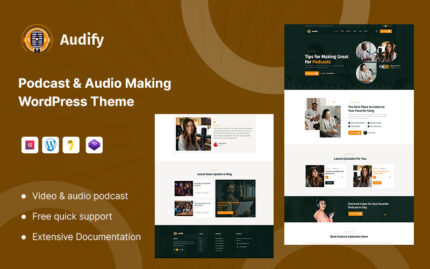 Audify – Podcast ve Ses Yapımı WordPress Teması