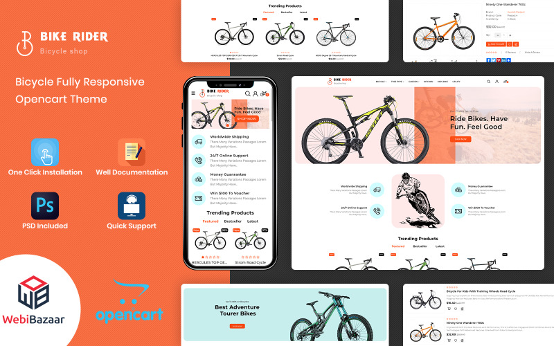 BikeRider - Spor, Bisiklet Duyarlı Opencart Teması