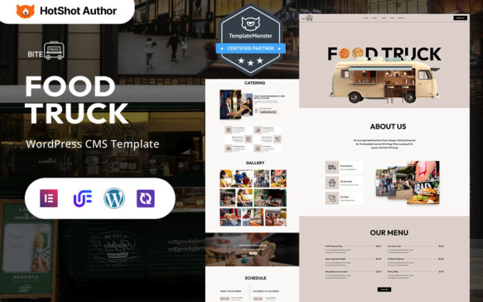 Bite Truck - Gurme Yemek Kamyonu ve Mobil Catering WordPress Elementor Teması