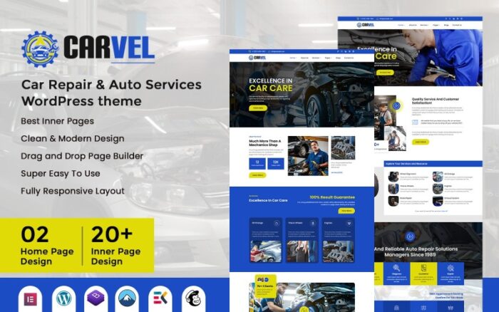 Carvel - Araba Tamiri ve Otomobil Hizmetleri WordPress Teması