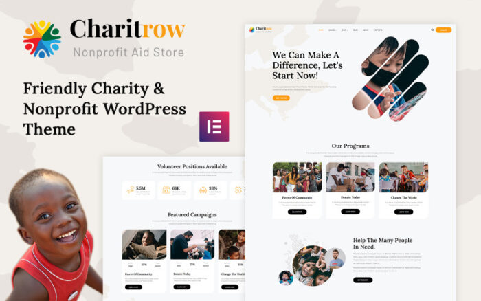 Charitrow - Yardım Kuruluşu, Kâr Amacı Gütmeyen Kuruluş ve Bağış WordPress Teması