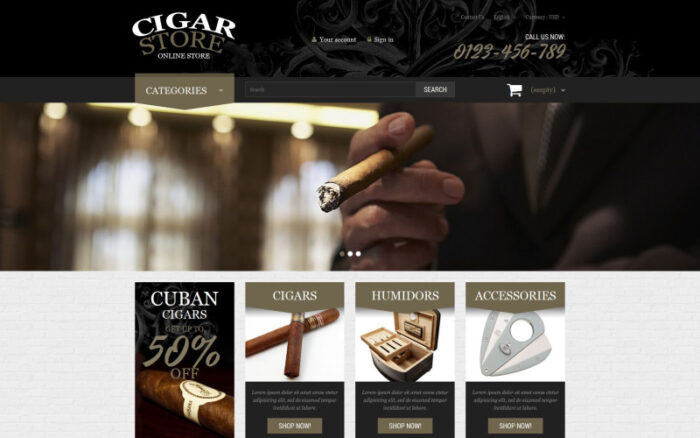 Cigar Smoking Diversion PrestaShop Teması