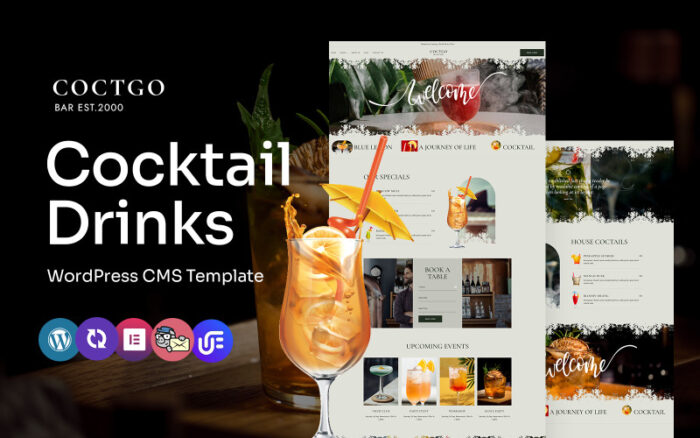 Coctgo - Kokteyl Barı Çok Amaçlı WordPress Elementor Teması