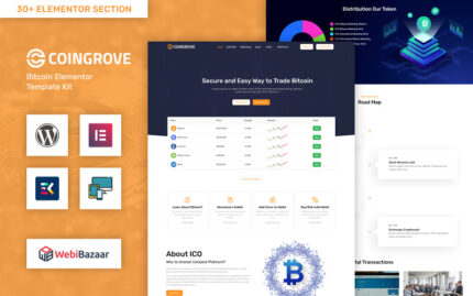 Coingrove - Bitcoin ve Cryptocurrency Elementor WordPress Teması