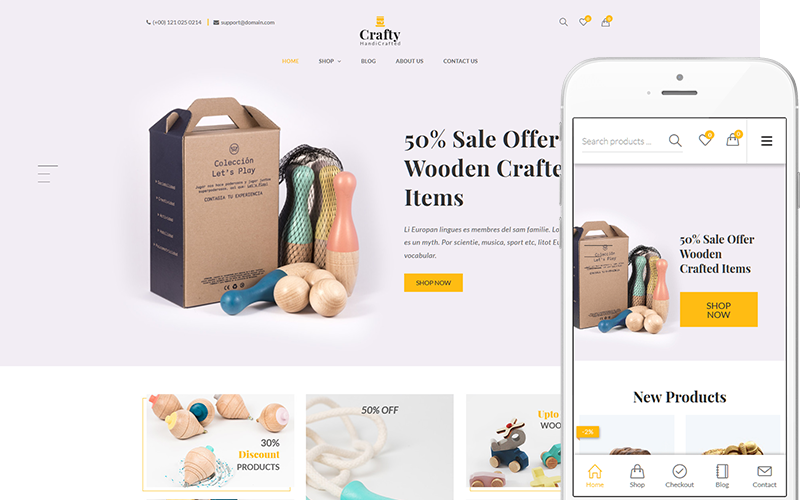 Crafty - Temiz, Minimalist WooCommerce Teması