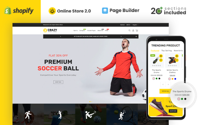 Crazy Sports Store Shopify Teması