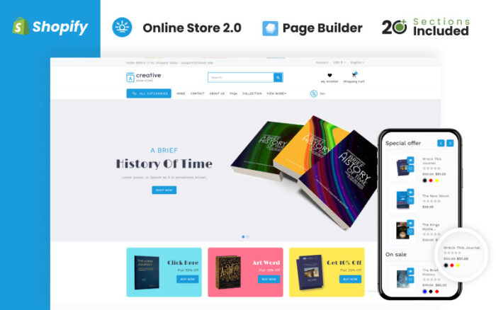 Creative Books Store Shopify Teması