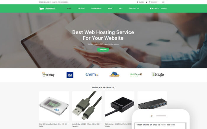 Crocko Host - Hosting E-ticaret Temiz Shopify Teması