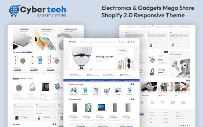 Cybertech - Elektronik ve Gadget Mega Mağaza Çok Amaçlı Shopify 2.0 Duyarlı Teması