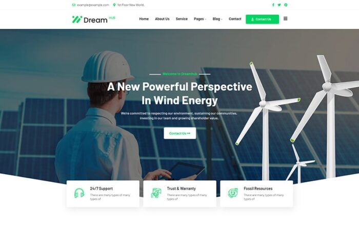 DreamHub Ekoloji ve Güneş Enerjisi WordPress Teması