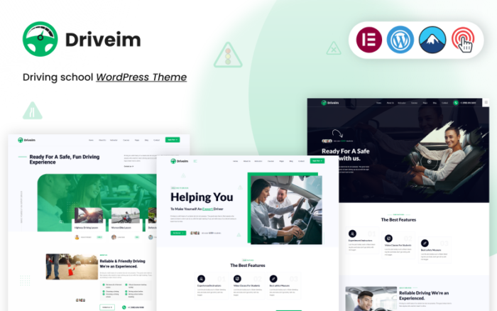 Driveim - Sürücü Kursları için Özel Bir Sürüş Eğitimi WordPress Teması