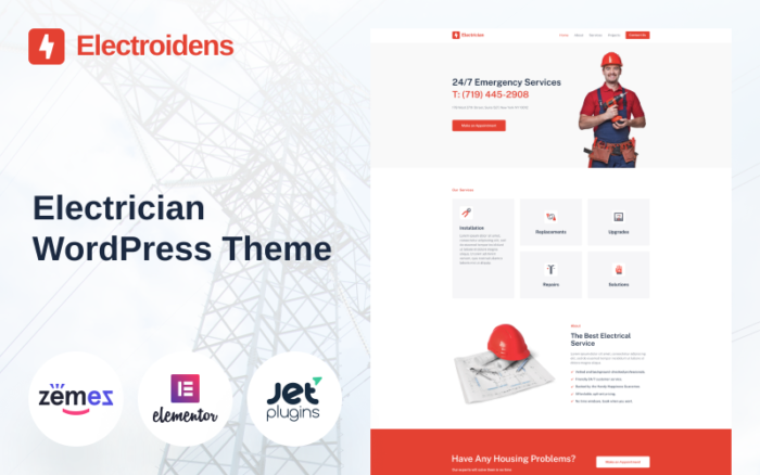 Electroidens - WordPress Elementor Temalı Elektrikçi web sitesi