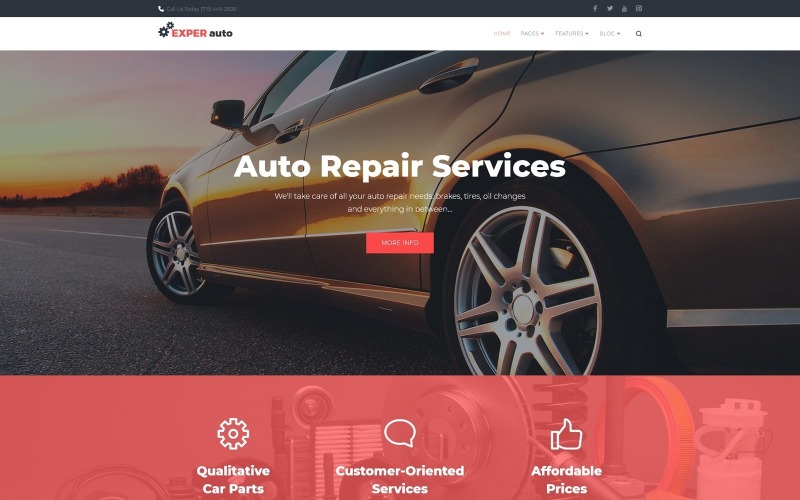 EXPER Auto - Otomatik Onarım Hizmetleri Tamamen Duyarlı WordPress Teması