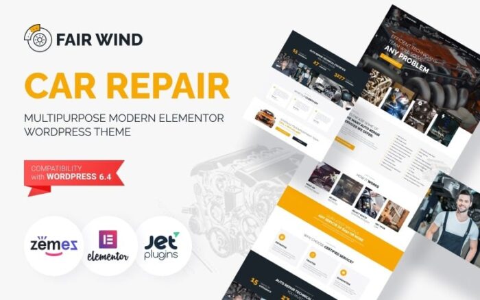 Fair Wind - Araba Tamiri Modern WordPress Elementor Teması