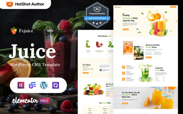 Fejuice - Meyve suyu ve sıvı WordPress Elementor Teması