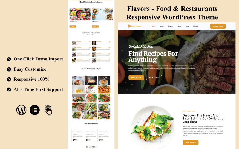 Flavours - Yiyecek ve Restoranlar Duyarlı WordPress Teması