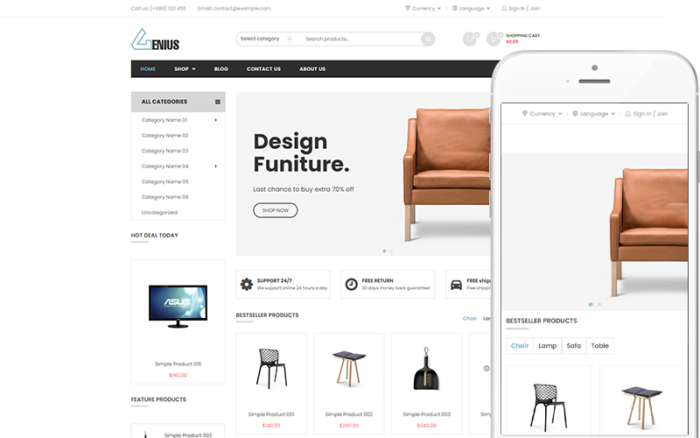 Genius - Çok Amaçlı Tema WooCommerce Teması