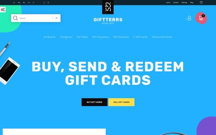 Giftterrs - Her Amaç için Hediye Kartları PrestaShop Teması