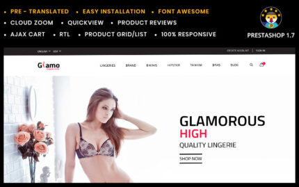 Glamo Lingerie Prestashop Mağaza Şablonu