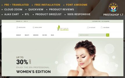 Gloriea Spa ve Güzellik PrestaShop Teması