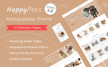 Happy Pets - Animals Store Duyarlı Çok Amaçlı Shopify Teması