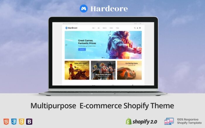 Hardcore Game - Adventure Deal VideoGame Shopify Teması