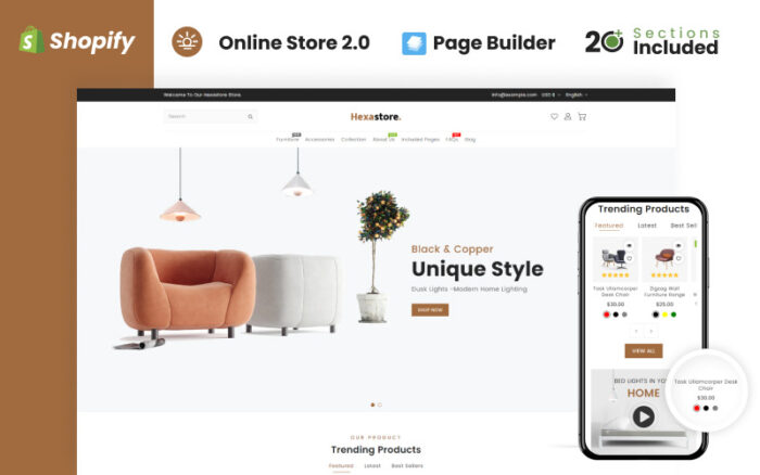 Hexastore Wood And Furniture Store Shopify Teması