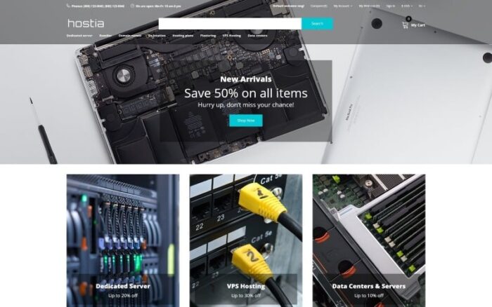 Hostia - Hosting E-Ticaret Temiz OpenCart Şablonu