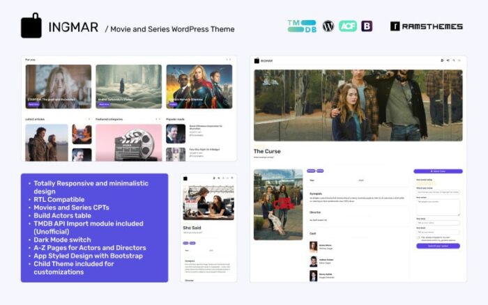 INGMAR - Film ve Dizi WordPress Teması + RTL
