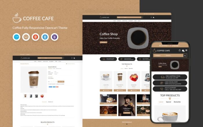 Kahve Cafe - Duyarlı OpenCart Şablonu