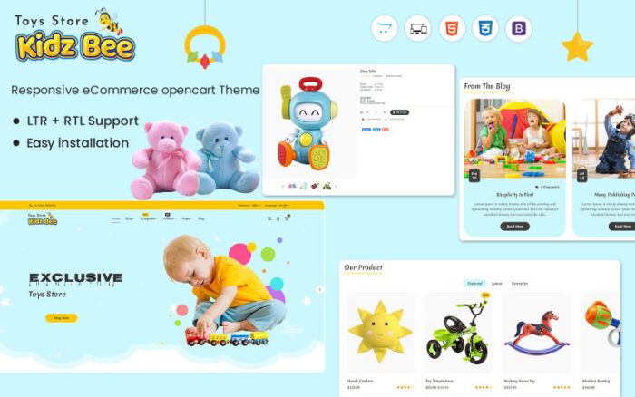 Kidzbee - çocuklar ve oyuncaklar için opencart teması