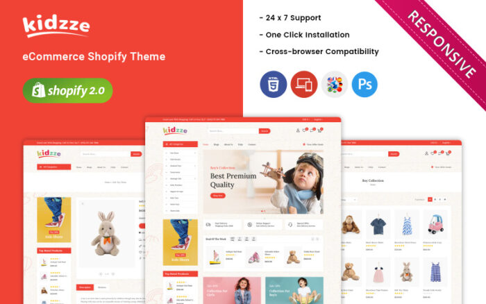 Kidzze - Çocuk Giyim ve Oyuncak Mağazası Shopify Teması