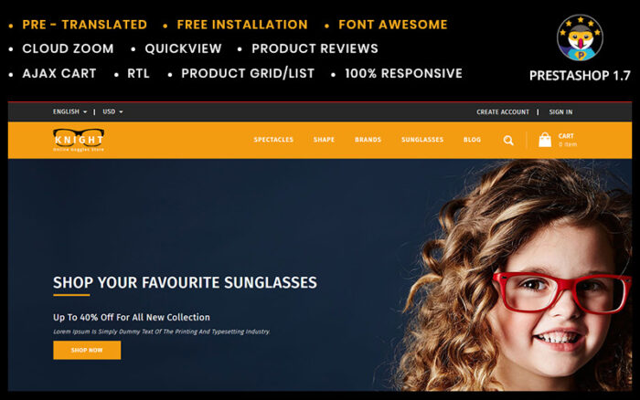 Knight Online Goggles Store PrestaShop Teması