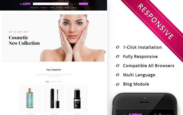 Lion Cosmetic - Beauty Store PrestaShop Teması