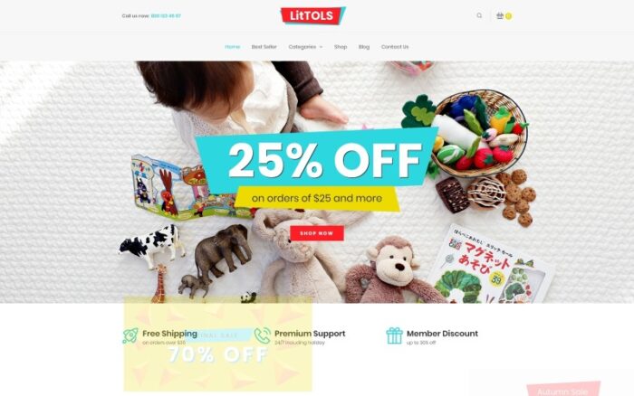 LitTOLS - Toys & Games Store Elementor WooCommerce Teması