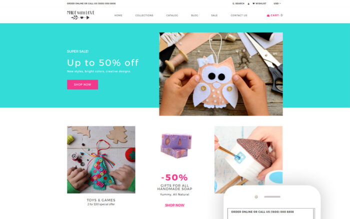 Made with Love - Hobiler & Crafts Yaratıcı Shopify Teması