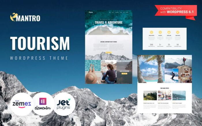 Mantro - Tourism One Page Modern WordPress Elementor Teması