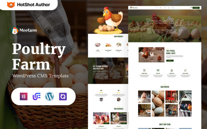 Meefarm - Kümes Hayvanları Çiftliği ve Tarım WordPress Elementor Teması