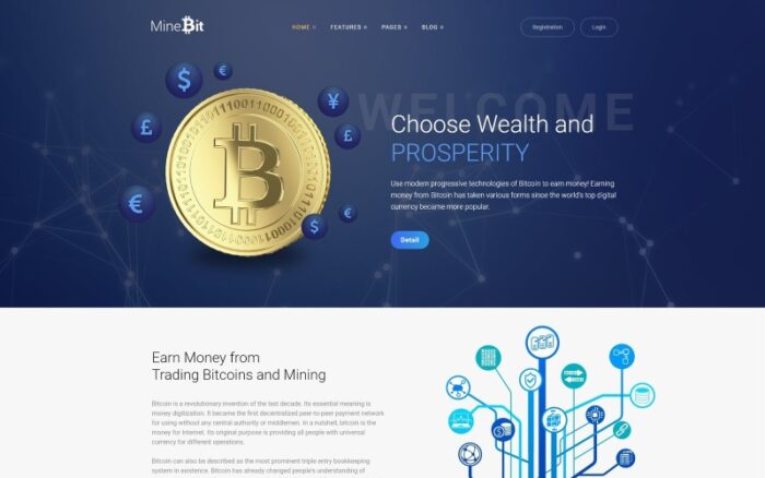 MineBit - Bitcoin Cryptocurrency WordPress Teması