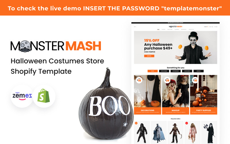 Monster Mash - Cadılar Bayramı Kostümleri Mağazası Shopify Template