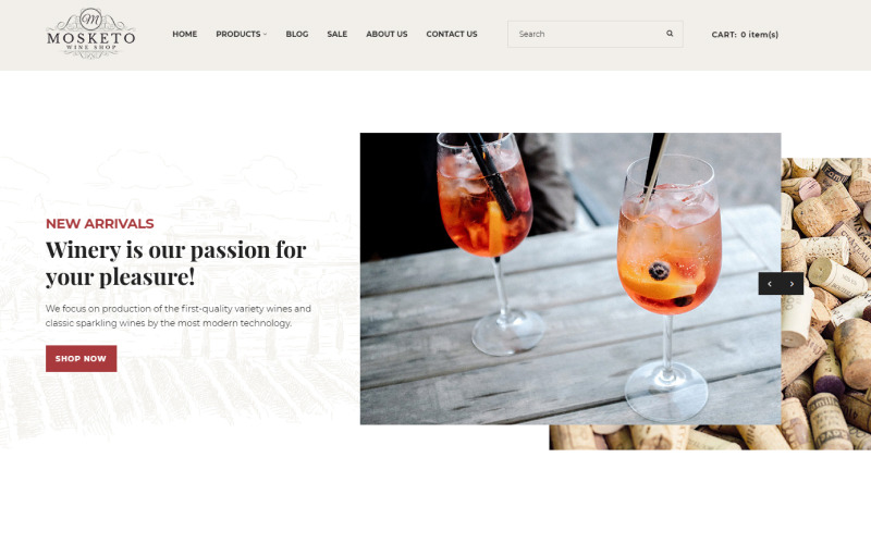 Mosketo - Şarap Mağazası OpenCart Şablonu