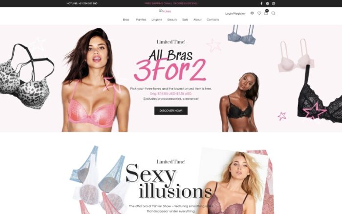 Nakes - Lingerie ECommerce Modern Elementor WooCommerce Teması