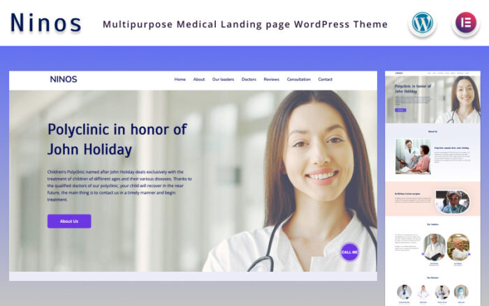 Ninos - Çok Amaçlı Tıbbi Giriş sayfası Elementor WordPress Teması