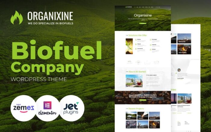 Organixine - Bioyakıt Şirketi WordPress Teması