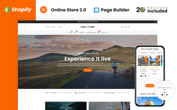 Palm Voyages Travel Store Shopify Teması