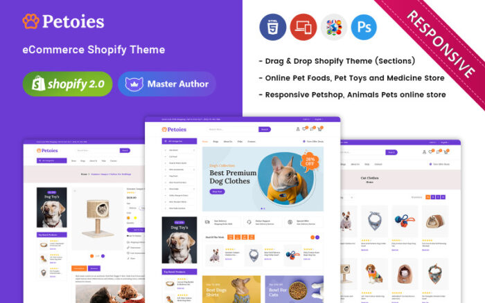 Petoies - Pet Shop & Pet Accessories Responsive Shopify 2.0 Teması