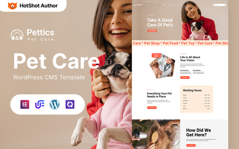 Pettics - Evcil Hayvan Bakımı WordPress Elementor Teması