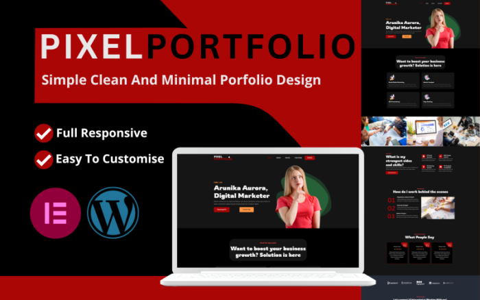 Pixelportfolio - Benzersiz ve minimalist wordpress Portföy Teması